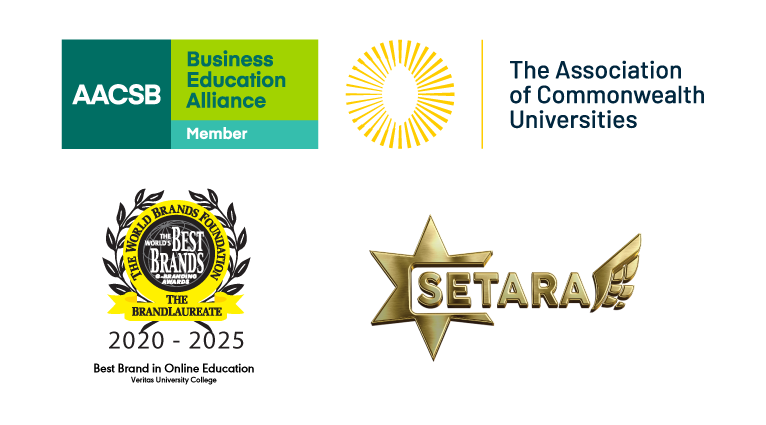 Awards and accreditation logos recognising Veritas University College